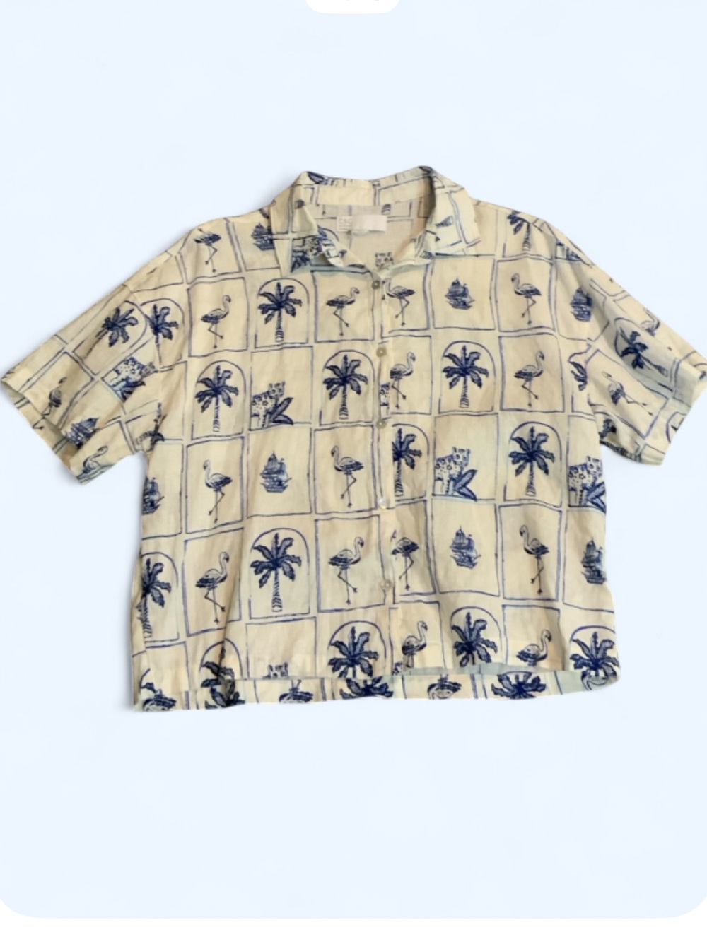 C&C California Linen Button-Up Shirt Women's Large? *No Size Tag*